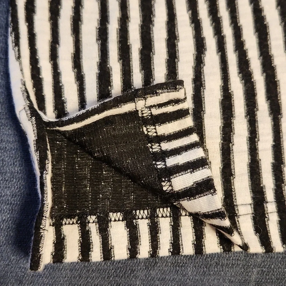 Georgio Danieli Black White Vertical Striped Pullover Sweater Mens M